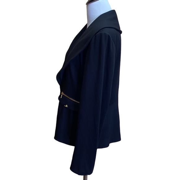 Boston Proper Black with Gold Zipper Accents Blazer Jacket Size 10 - Picture 5 of 9